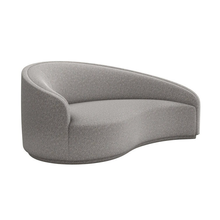 Feather Chenille Handcrafted Wood Left Curve Chaise