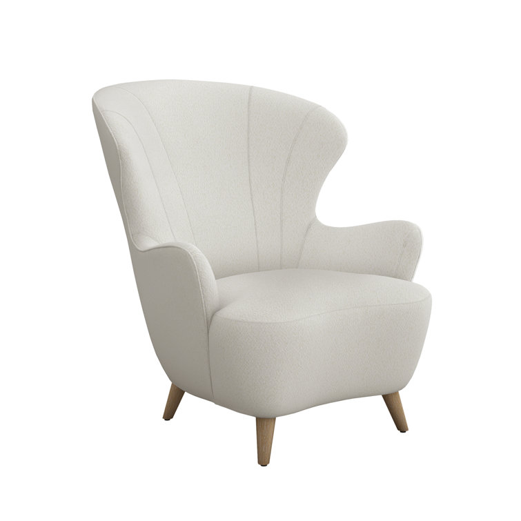 Cream and Icy Gray Upholstered Wingback Chair