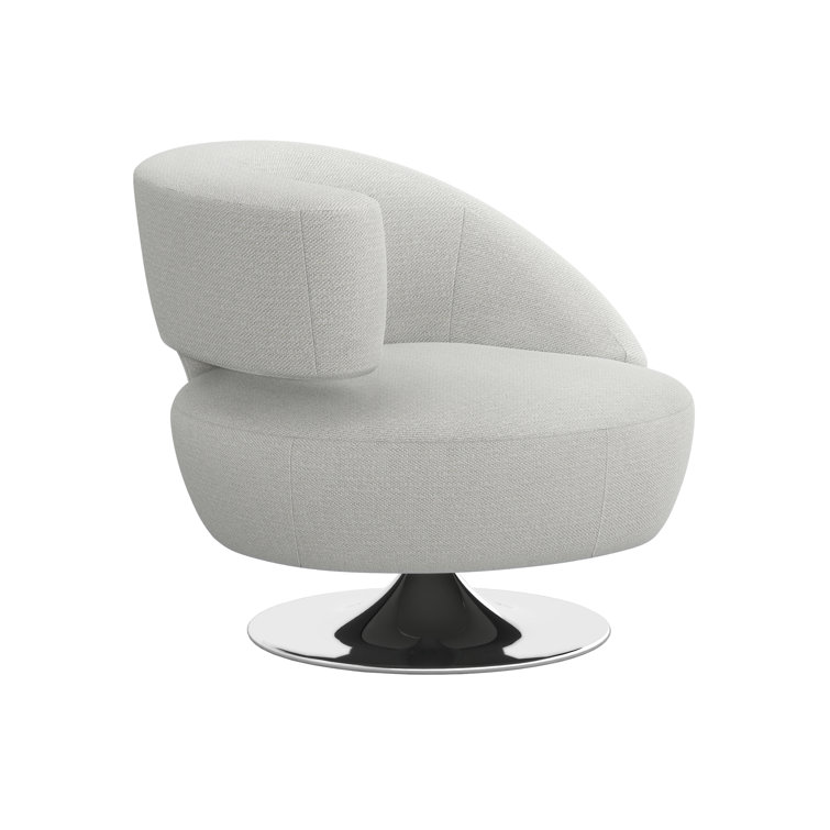 Bungalow Chenille Swivel Barrel Chair with Polished Nickel Base
