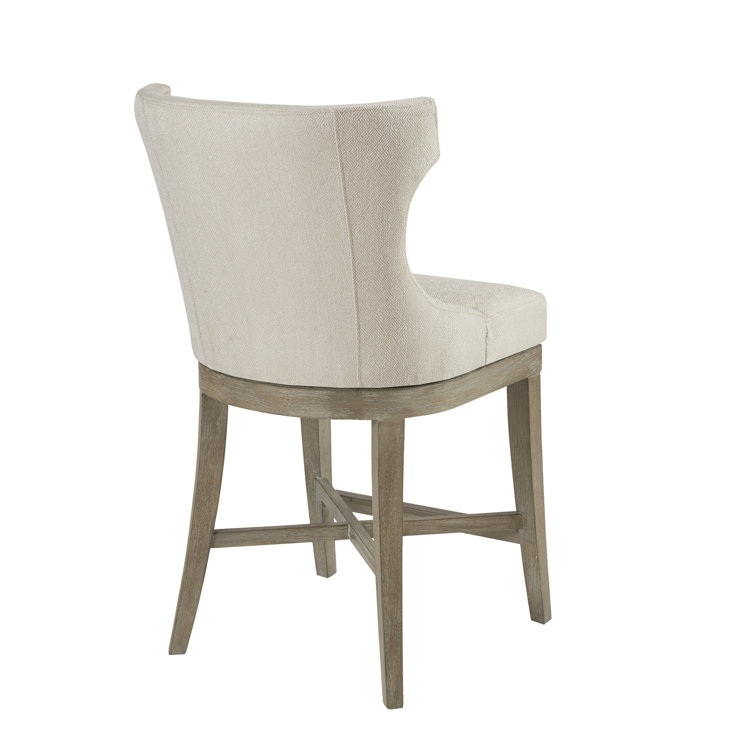 Trentin Cream Wood Swivel Wingback Counter Stool