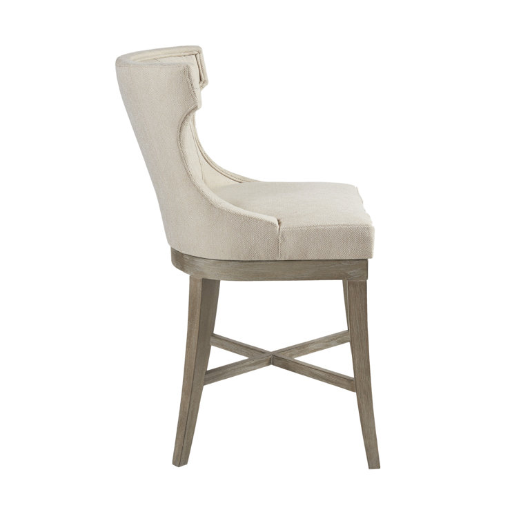 Trentin Cream Wood Swivel Wingback Counter Stool