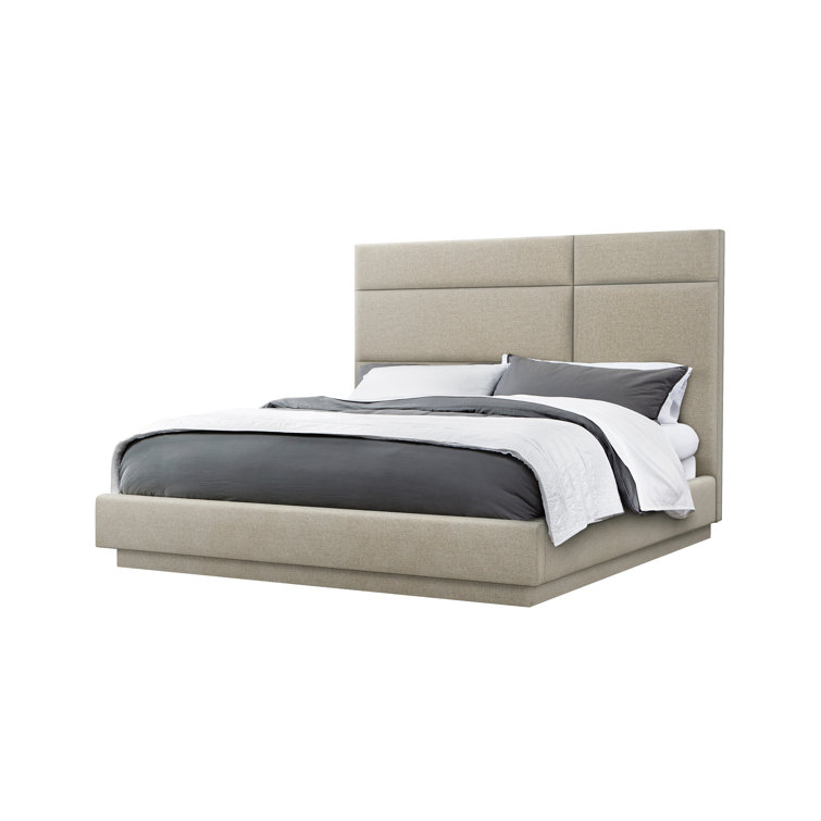 Quadrant Pearl Linen Queen Upholstered Platform Bed