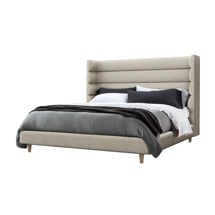 Luxuriant Pearl King Upholstered Wood Frame Bed