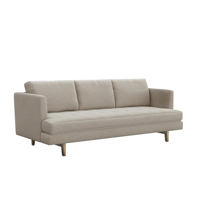 Pearl Fabric Track Arm Sofa with Wood Legs