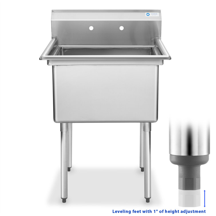 30" Wide Stainless Steel Commercial Utility Sink with Backsplash