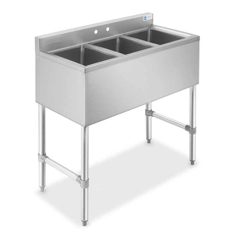 GRIDMANN 3 Compartment Stainless Steel Commercial Bar Sink