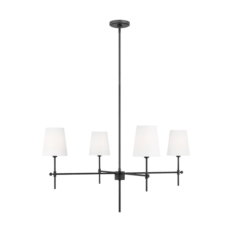 Midnight Black Steel 36" Chandelier with Linen Shades