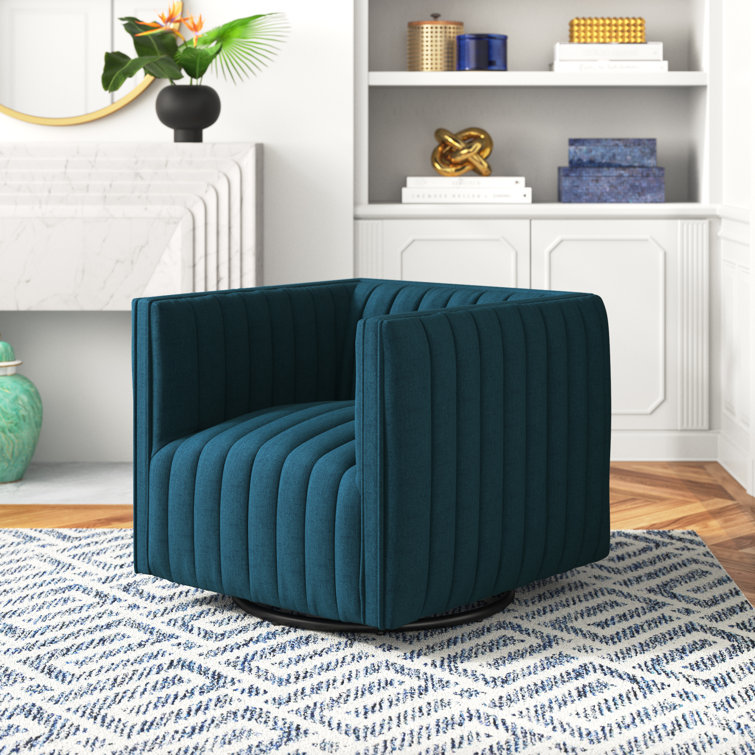 Azure Velvet Swivel Accent Chair with Manufactured Wood Base