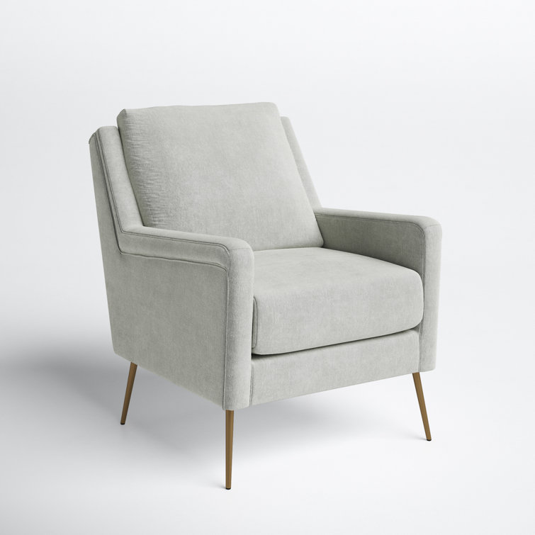 Mid-Century Modern Gray Wood Accent Chair with Gold Legs