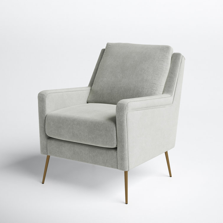 Mid-Century Modern Gray Wood Accent Chair with Gold Legs