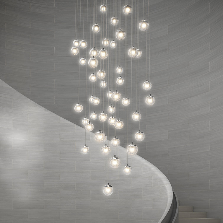 Champagne Bubbles 24-Light Chrome Globe LED Pendant