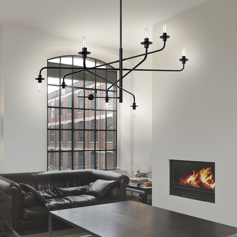 Satin Brass 6-Light Glass Indoor/Outdoor Pendant