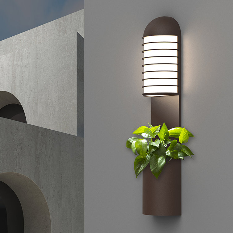 Maritime Flair Textured Bronze LED Wall Sconce with Planter