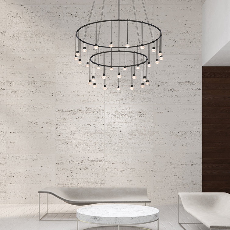 Satin Black Crystal LED Island Pendant Light