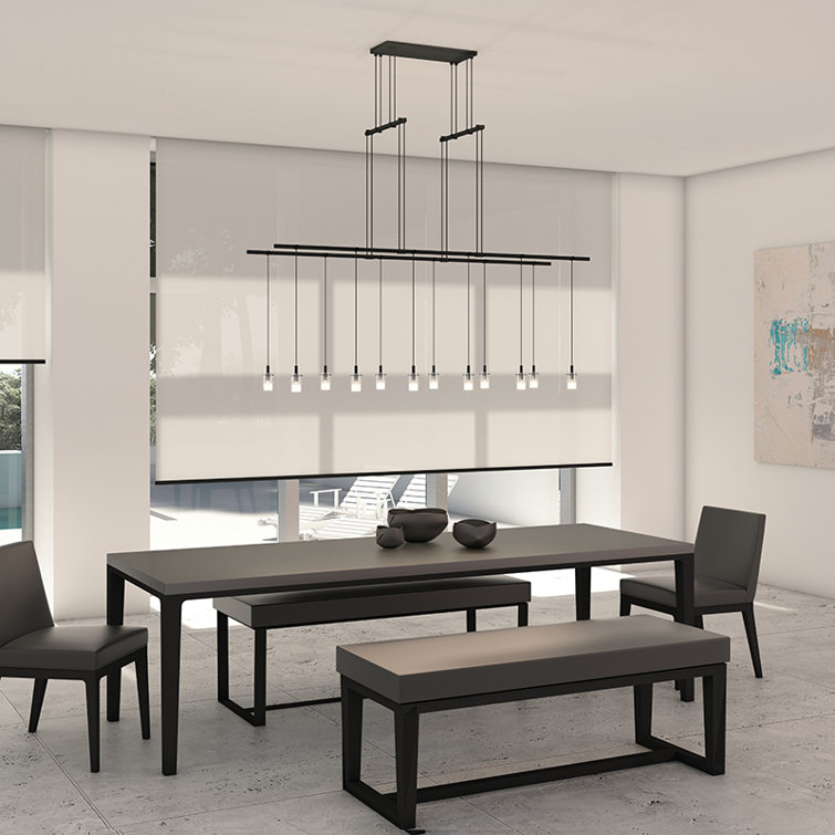 Modern Satin Black LED Glass Kitchen Island Pendant Light