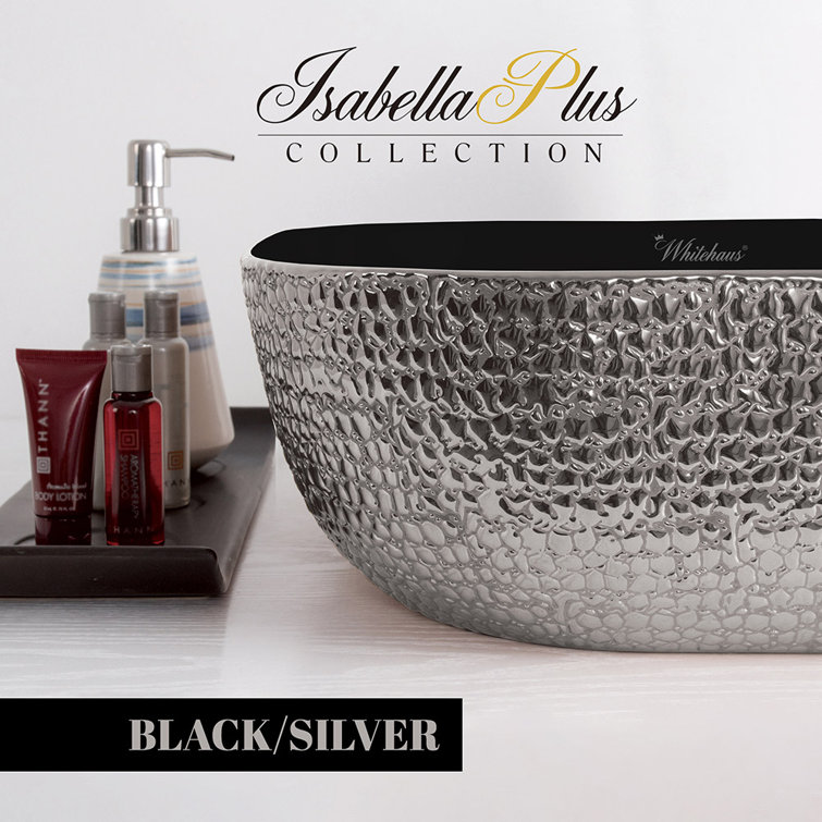 Isabella Plus Rectangular Black and Silver Ceramic Above-Counter Sink