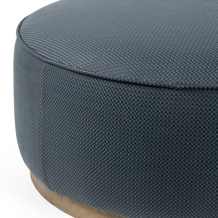 Rayna 36" Round Cobalt Faux Leather Ottoman
