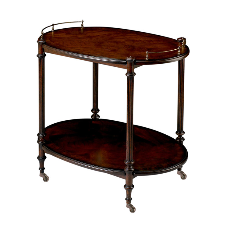 Cherry Wood Dual Level Tea Server with Storage