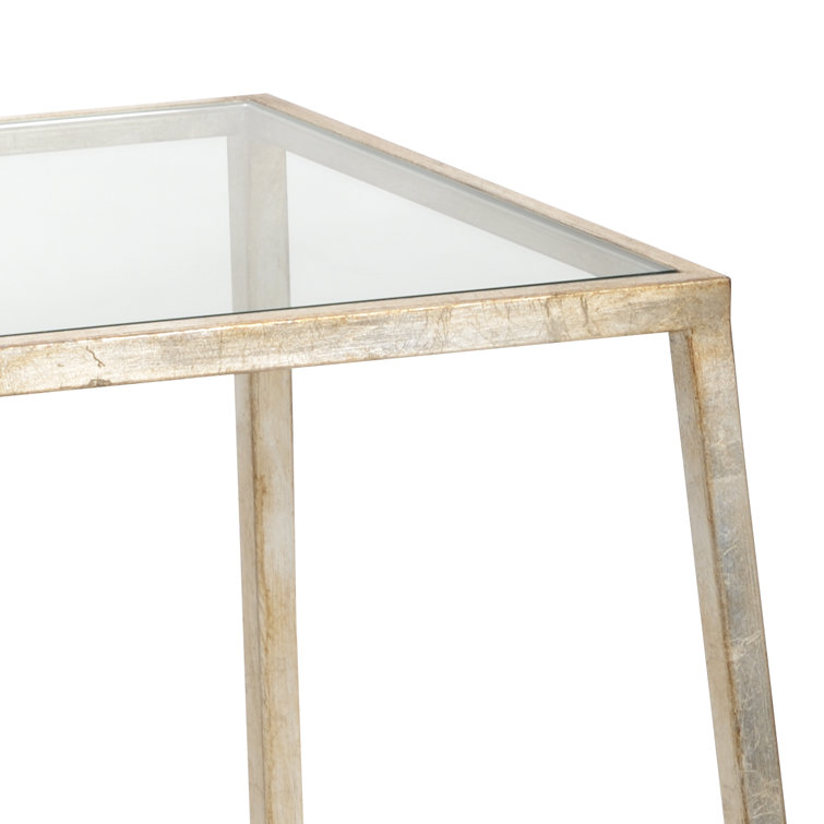 Silver Metal and Glass Rectangular End Table
