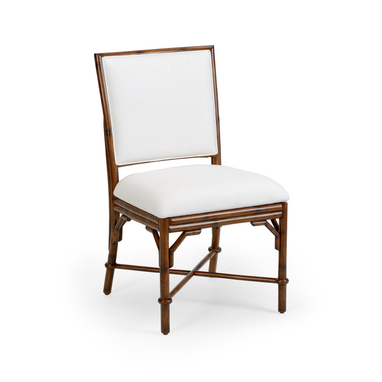 Ella Brown and Off-White Rattan Cane Side Chair