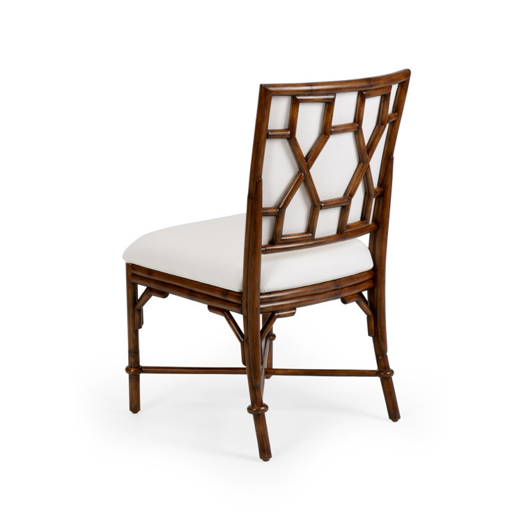 Ella Brown and Off-White Rattan Cane Side Chair