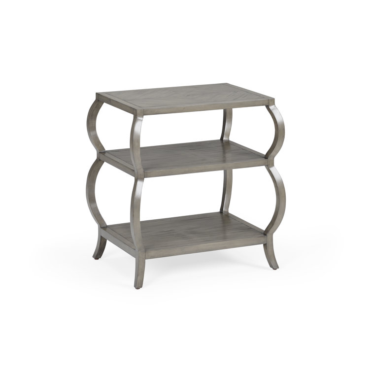 Gray Rectangular Bamboo Laminate Tiered End Table