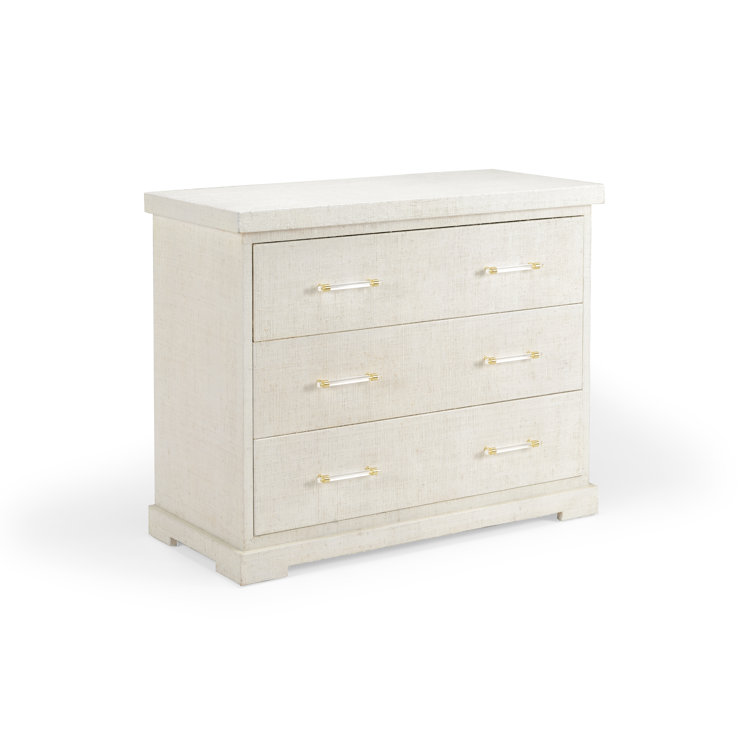 White Raffia 44'' Wide 3-Drawer Dresser