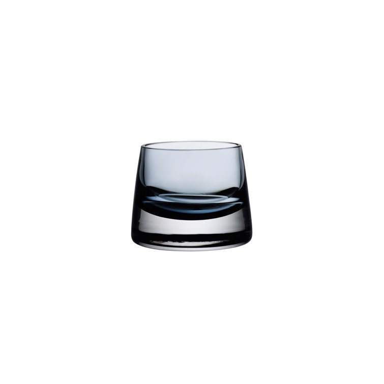 Steel Blue Handmade Crystal Votive Holder Set