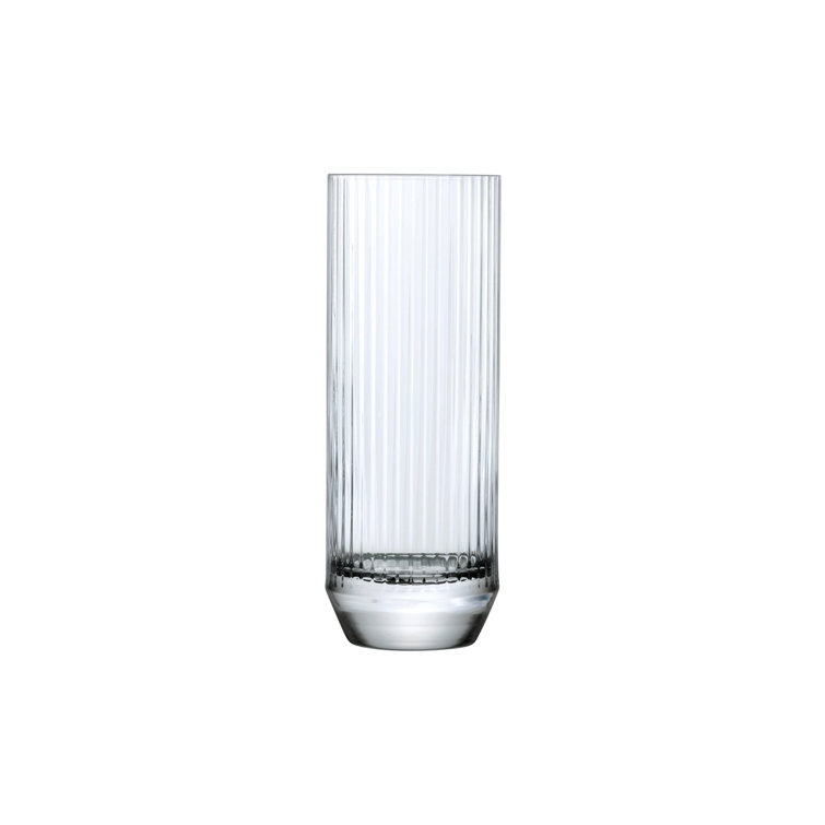 Clear Ribbed Crystal Highball Glass Set of Four