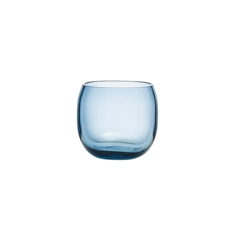 Steel Blue Round Handcrafted Lead-Free Crystal Vase