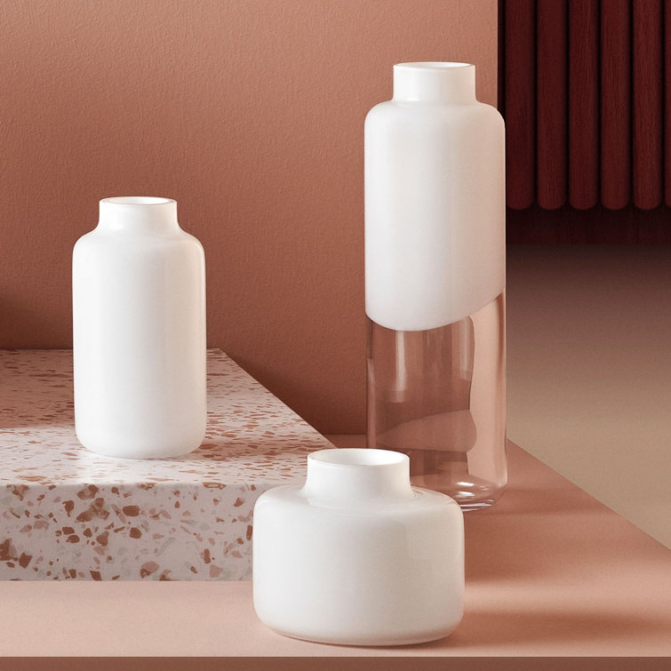 Opal White Handcrafted Crystal Table Vase