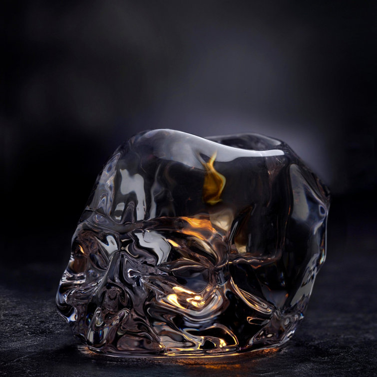 Nude Glass Memento Mori Faceted Clear Skull Tealight Holder