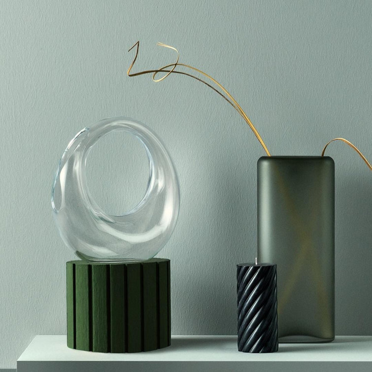 Steel Blue Handblown Glass Table Vase for Bouquets