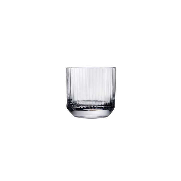 Clear Etched Crystal Whiskey Glass Set, 9.13 Oz, 4-Piece