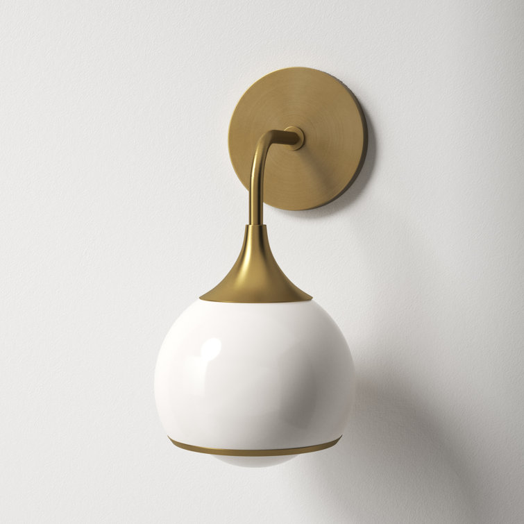 Aged Brass and Opal White Glass Dimmable Sconce