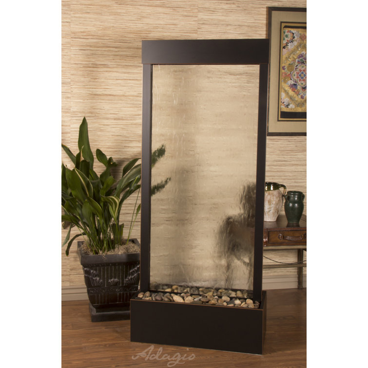 Blackened Copper Clear Glass Floor Fountain with Halogen Lighting