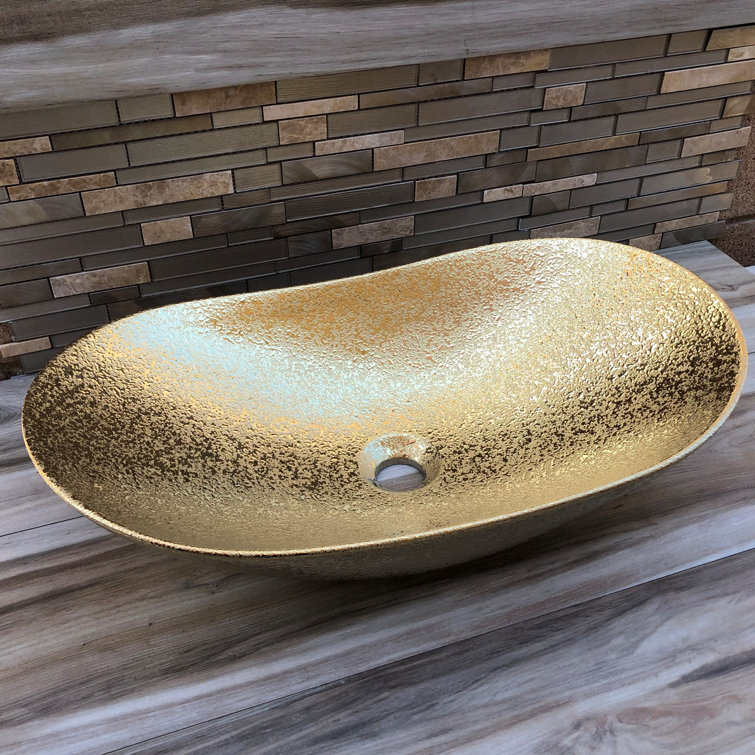 Oro Grande 24'' Golden Textured Ceramic Oval Sink