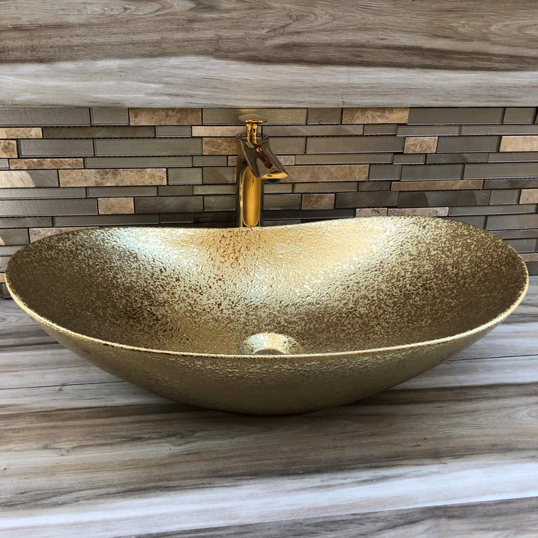 Oro Grande 24'' Golden Textured Ceramic Oval Sink