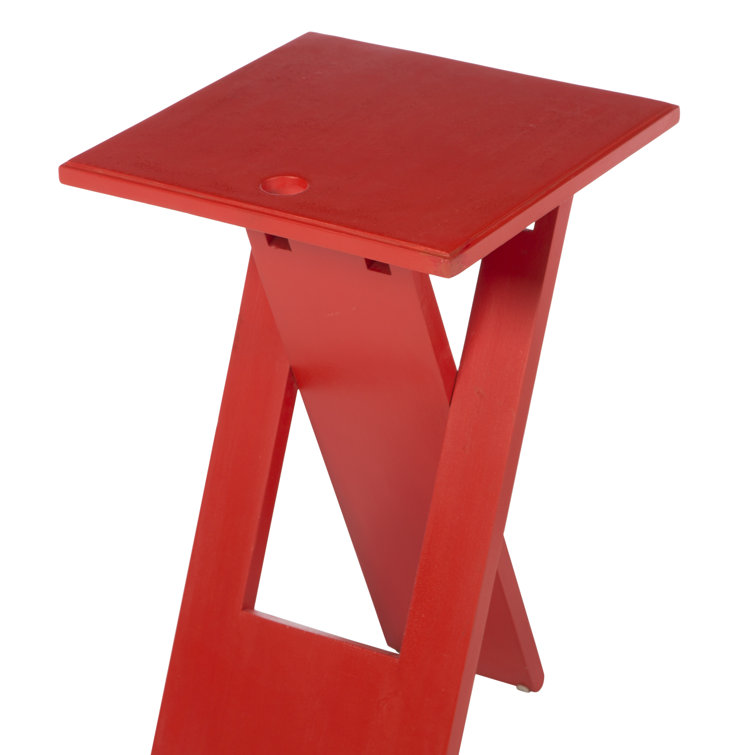 Loft 12" Red Square Folding End Table in Mango & Acacia Wood