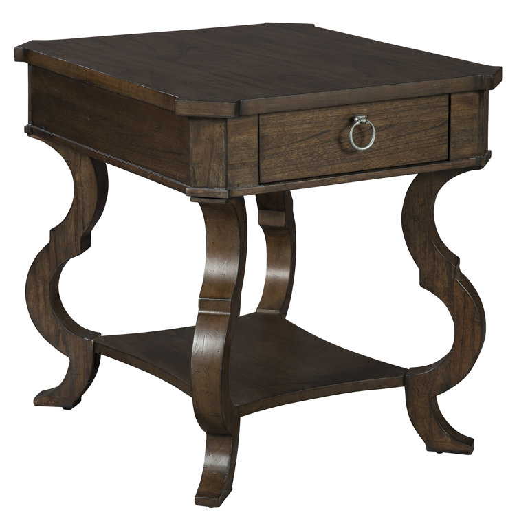 Traditional Black and Gray Wood End Table with Storage