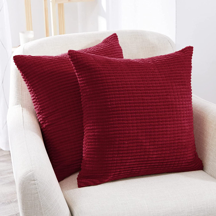 Wine Red Corduroy 16x16 Euro Pillow Covers Set