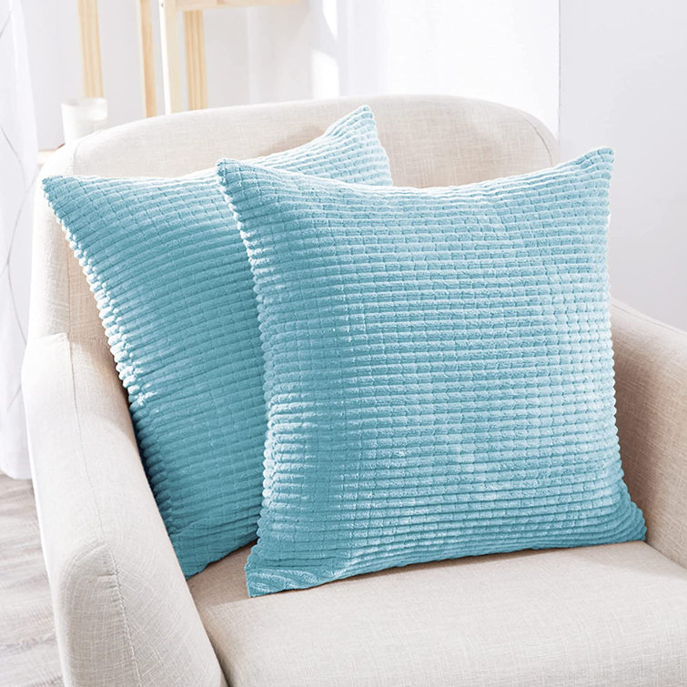 Baby Blue Corduroy 18" x 18" Throw Pillow Covers, Set of 2