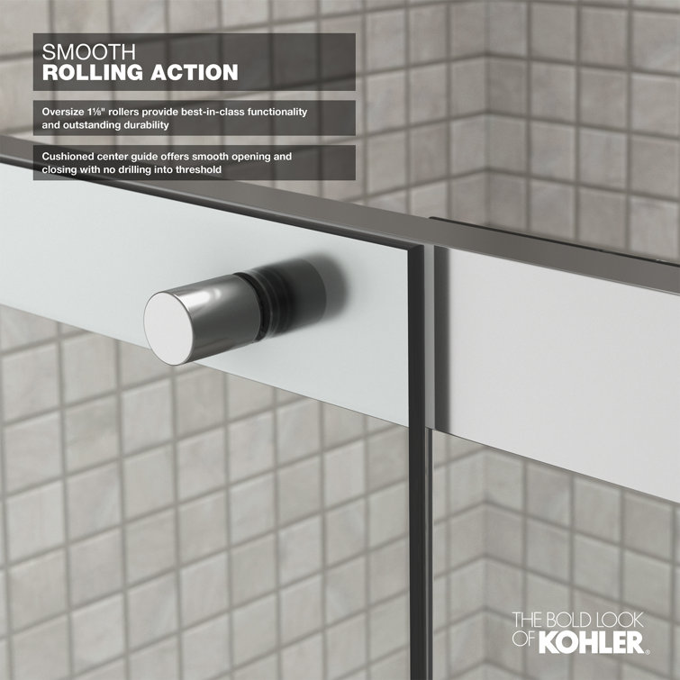Matte Black Frosted Glass Sliding Shower Door with CleanCoat Technology