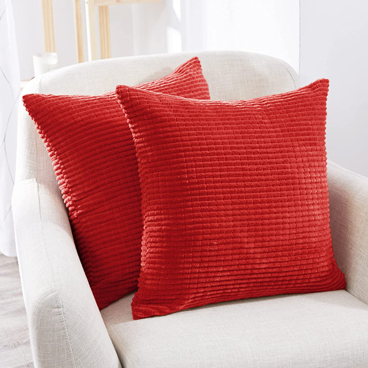 Cream Corduroy Striped 16" x 16" Pillow Covers, Set of 2