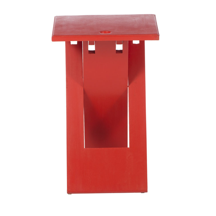 Loft 12" Red Square Folding End Table in Mango & Acacia Wood
