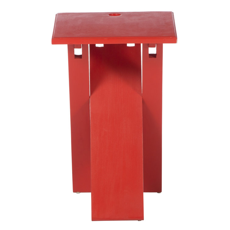 Loft 12" Red Square Folding End Table in Mango & Acacia Wood