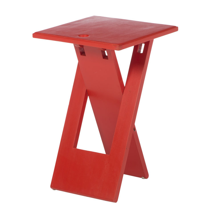 Loft 12" Red Square Folding End Table in Mango & Acacia Wood