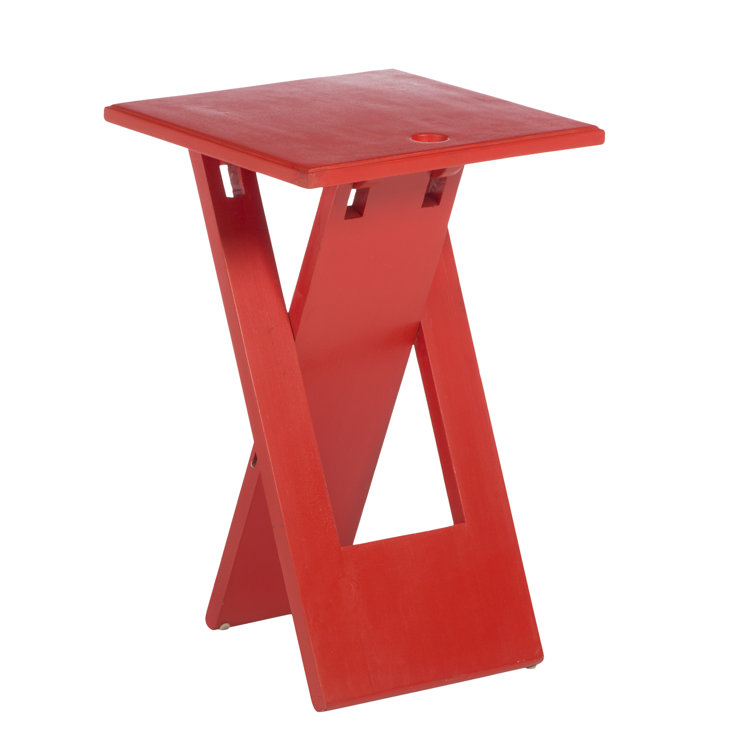 Loft 12" Red Square Folding End Table in Mango & Acacia Wood
