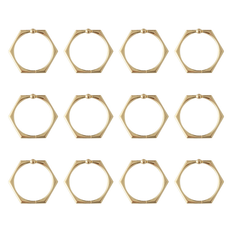 Gold Hexagonal Rustproof Zinc Shower Curtain Hooks Set of 12