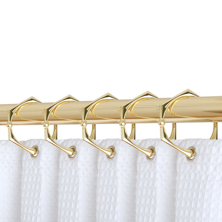 Gold Hexagonal Rustproof Zinc Shower Curtain Hooks Set of 12
